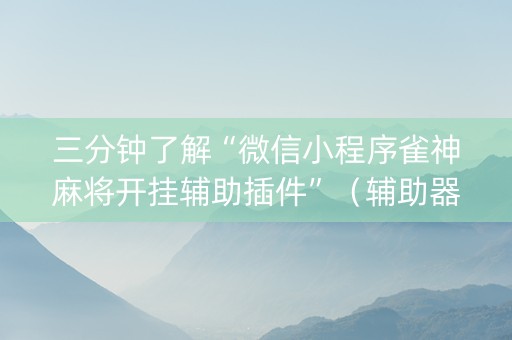 三分钟了解“微信小程序雀神麻将开挂辅助插件”（辅助器插件)