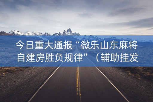 今日重大通报“微乐山东麻将自建房胜负规律”（辅助挂发牌规律)