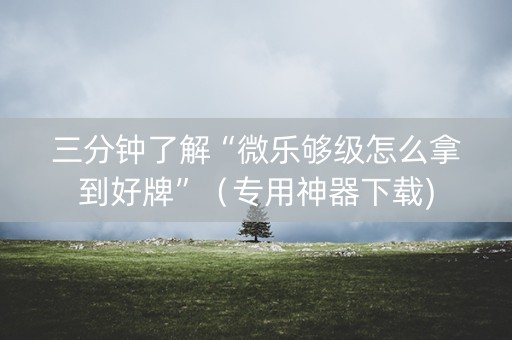 三分钟了解“微乐够级怎么拿到好牌”（专用神器下载)