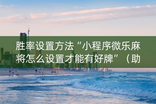 胜率设置方法“小程序微乐麻将怎么设置才能有好牌”（助攻神器)