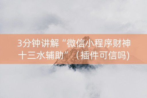 3分钟讲解“微信小程序财神十三水辅助”（插件可信吗)