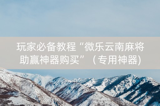 玩家必备教程“微乐云南麻将助赢神器购买”（专用神器)