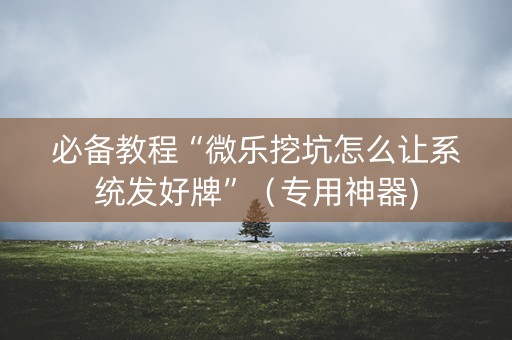 必备教程“微乐挖坑怎么让系统发好牌”（专用神器)