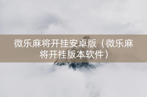 微乐麻将开挂安卓版（微乐麻将开挂版本软件）