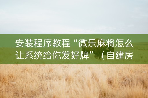 安装程序教程“微乐麻将怎么让系统给你发好牌”（自建房怎么赢)