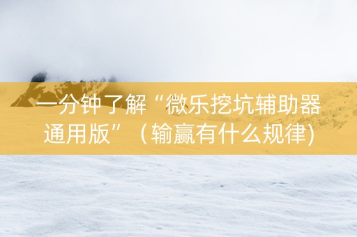一分钟了解“微乐挖坑辅助器通用版”（输赢有什么规律)