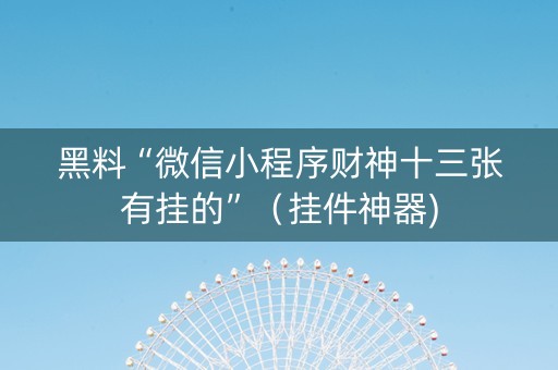 黑料“微信小程序财神十三张有挂的”（挂件神器)