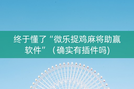 终于懂了“微乐捉鸡麻将助赢软件”（确实有插件吗)