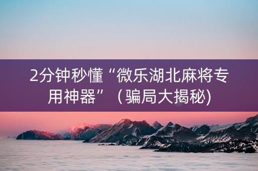 2分钟秒懂“微乐湖北麻将专用神器”（骗局大揭秘)