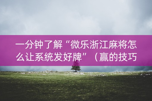 一分钟了解“微乐浙江麻将怎么让系统发好牌”（赢的技巧规律)