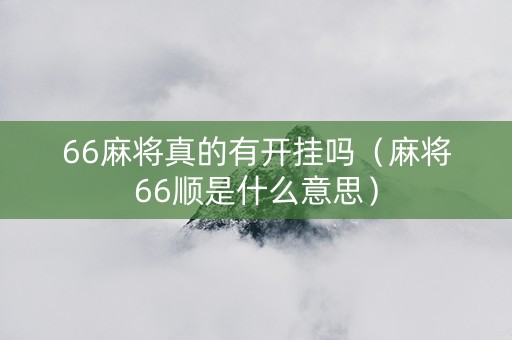 66麻将真的有开挂吗（麻将66顺是什么意思）