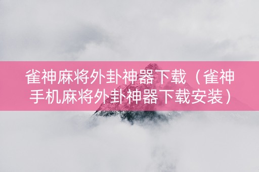 雀神麻将外卦神器下载（雀神手机麻将外卦神器下载安装）