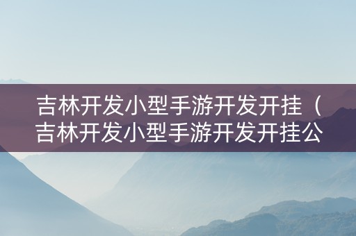 吉林开发小型手游开发开挂（吉林开发小型手游开发开挂公司）