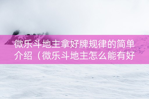 微乐斗地主拿好牌规律的简单介绍（微乐斗地主怎么能有好牌）