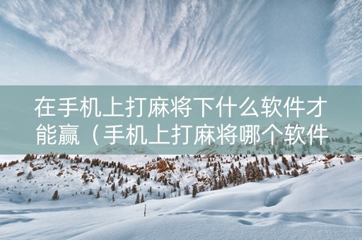 在手机上打麻将下什么软件才能赢（手机上打麻将哪个软件好）