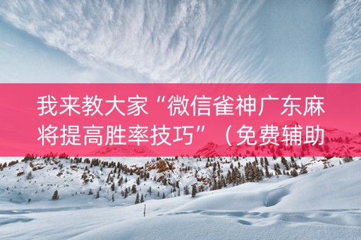 我来教大家“微信雀神广东麻将提高胜率技巧”（免费辅助)