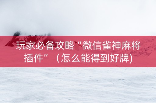 玩家必备攻略“微信雀神麻将插件”（怎么能得到好牌)