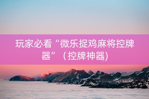 玩家必看“微乐捉鸡麻将控牌器”（控牌神器)