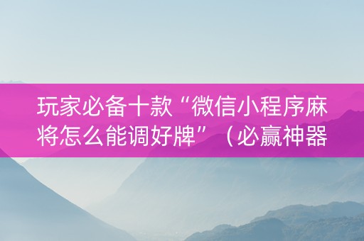 玩家必备十款“微信小程序麻将怎么能调好牌”（必赢神器免费安装)