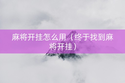 麻将开挂怎么用（终于找到麻将开挂）