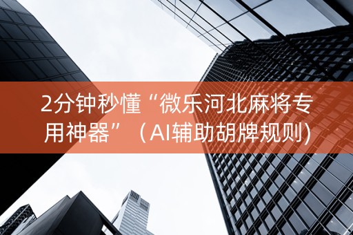 2分钟秒懂“微乐河北麻将专用神器”（AI辅助胡牌规则)