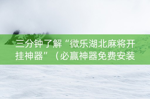 三分钟了解“微乐湖北麻将开挂神器”（必赢神器免费安装)