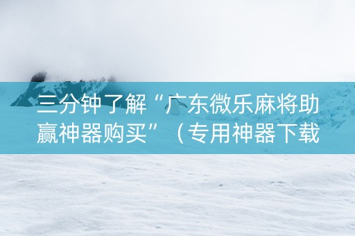 三分钟了解“广东微乐麻将助赢神器购买”（专用神器下载)