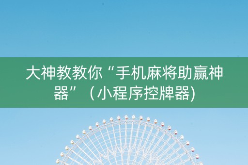大神教教你“手机麻将助赢神器”（小程序控牌器)