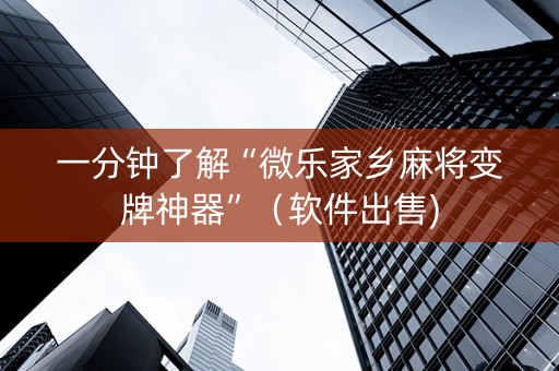 一分钟了解“微乐家乡麻将变牌神器”（软件出售)