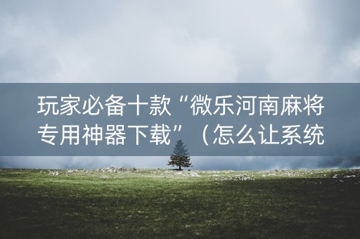 玩家必备十款“微乐河南麻将专用神器下载”（怎么让系统给你发好牌)