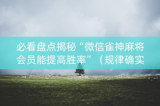 必看盘点揭秘“微信雀神麻将会员能提高胜率”（规律确实有挂)