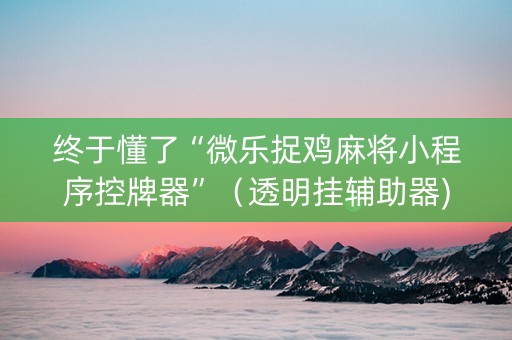 终于懂了“微乐捉鸡麻将小程序控牌器”（透明挂辅助器)