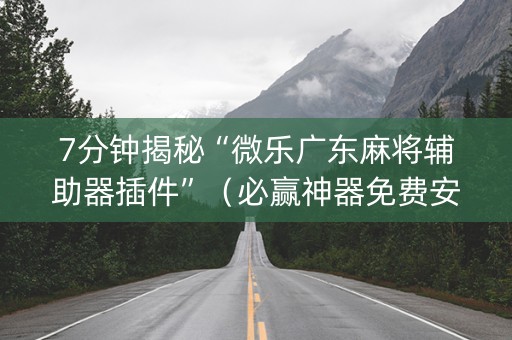 7分钟揭秘“微乐广东麻将辅助器插件”（必赢神器免费安装)