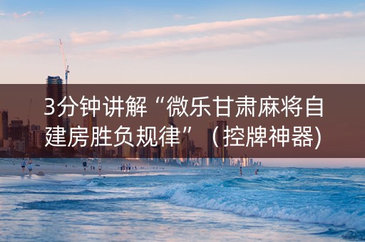 3分钟讲解“微乐甘肃麻将自建房胜负规律”（控牌神器)