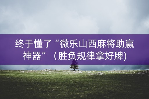 终于懂了“微乐山西麻将助赢神器”（胜负规律拿好牌)