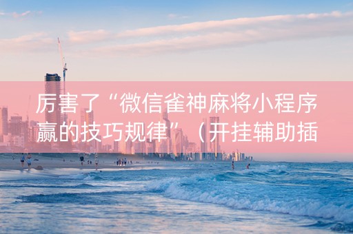 厉害了“微信雀神麻将小程序赢的技巧规律”（开挂辅助插件)