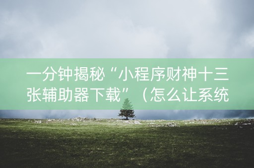 一分钟揭秘“小程序财神十三张辅助器下载”（怎么让系统给你发好牌)