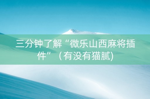 三分钟了解“微乐山西麻将插件”（有没有猫腻)