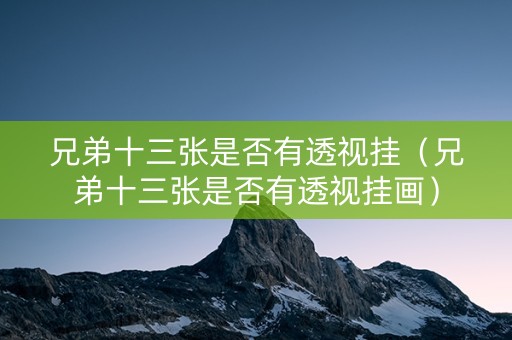 兄弟十三张是否有透视挂（兄弟十三张是否有透视挂画）