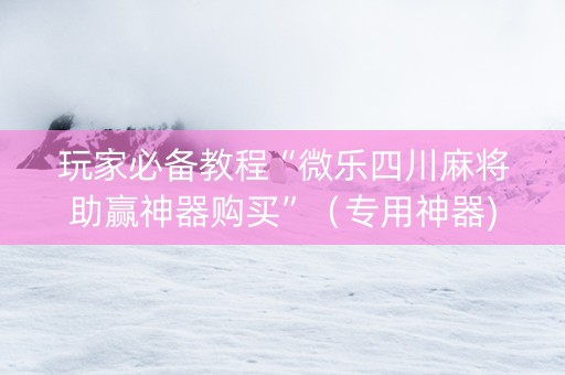 玩家必备教程“微乐四川麻将助赢神器购买”（专用神器)
