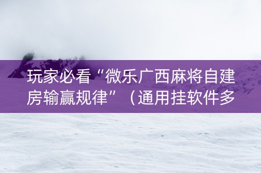 玩家必看“微乐广西麻将自建房输赢规律”（通用挂软件多少钱)