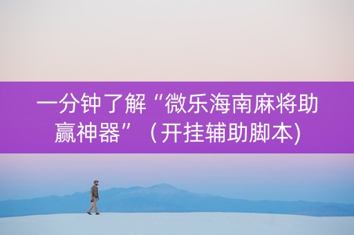 一分钟了解“微乐海南麻将助赢神器”（开挂辅助脚本)