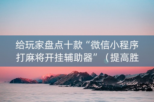 给玩家盘点十款“微信小程序打麻将开挂辅助器”（提高胜率软件)
