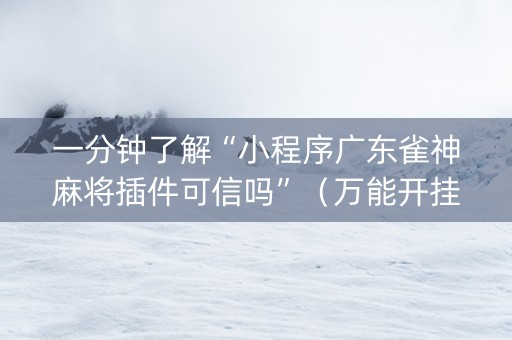 一分钟了解“小程序广东雀神麻将插件可信吗”（万能开挂器)