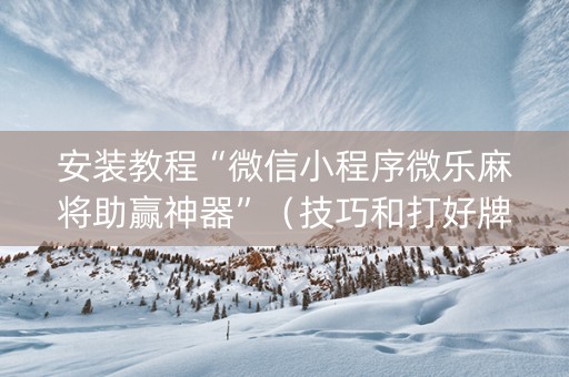 安装教程“微信小程序微乐麻将助赢神器”（技巧和打好牌方法)