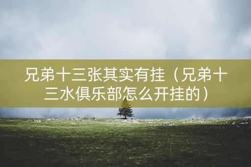 兄弟十三张其实有挂（兄弟十三水俱乐部怎么开挂的）