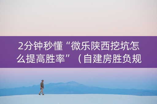 2分钟秒懂“微乐陕西挖坑怎么提高胜率”（自建房胜负规律)