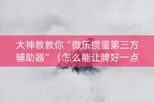 大神教教你“微乐掼蛋第三方辅助器”（怎么能让牌好一点)