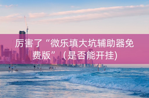 厉害了“微乐填大坑辅助器免费版”（是否能开挂)
