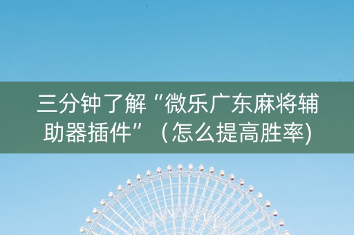 三分钟了解“微乐广东麻将辅助器插件”（怎么提高胜率)